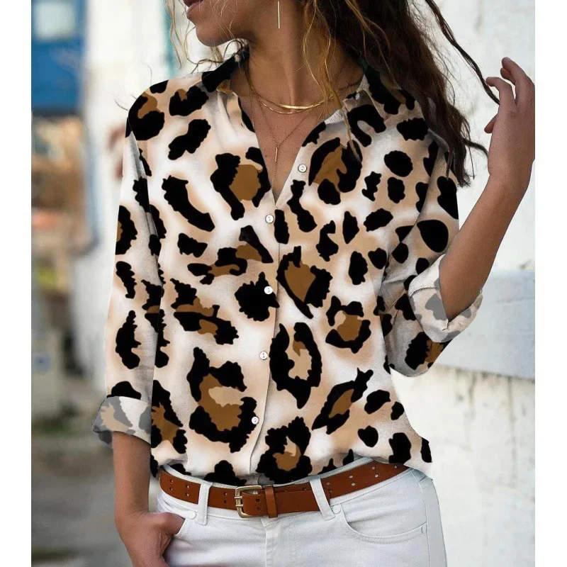 

Модные разноцветные женские рубашки с леопардовым принтом и длинными рукавами, весенне-осенние новые праздничные повседневные женские блузки, топы, женская одежда