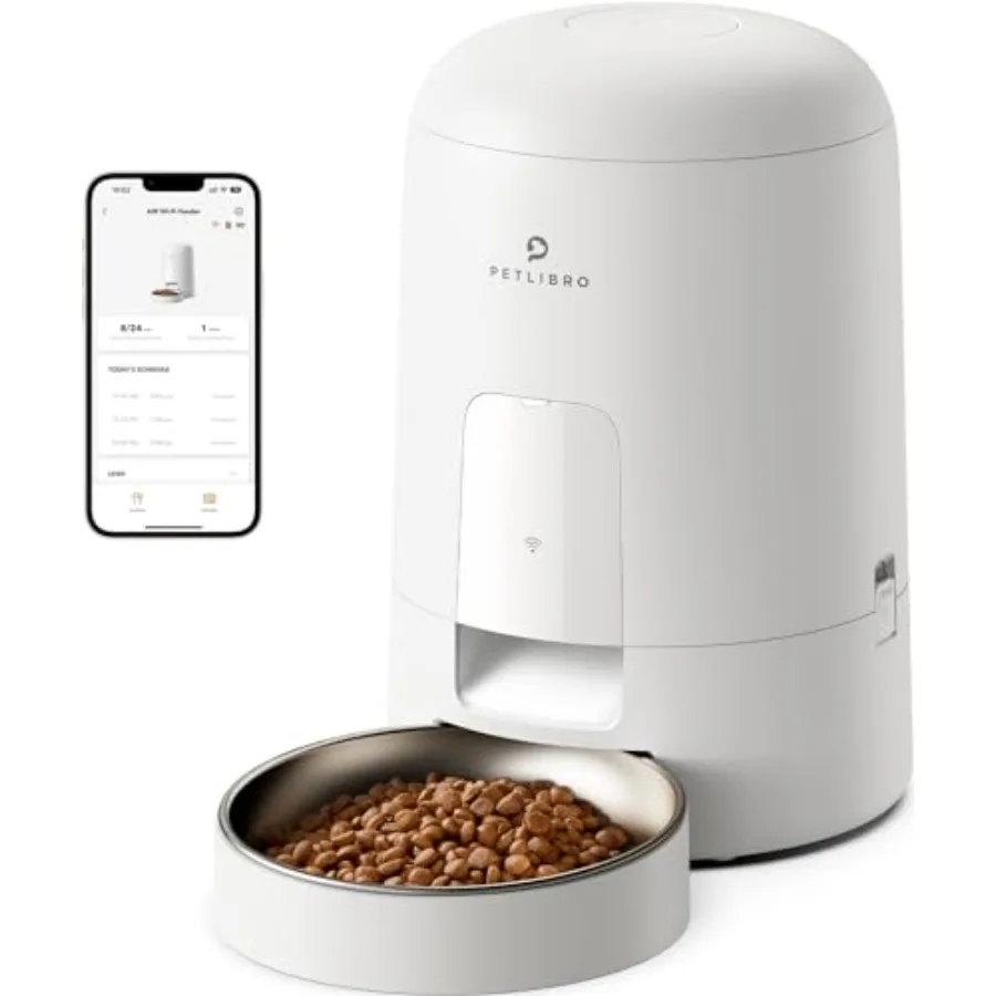 

Automatic Cat Feeder Wi-Fi Rechargeable Cats Food Dispenser Battery-Operated with 30-Day Life AIR 2.4G Wi-Fi Timed Pet Feeder f