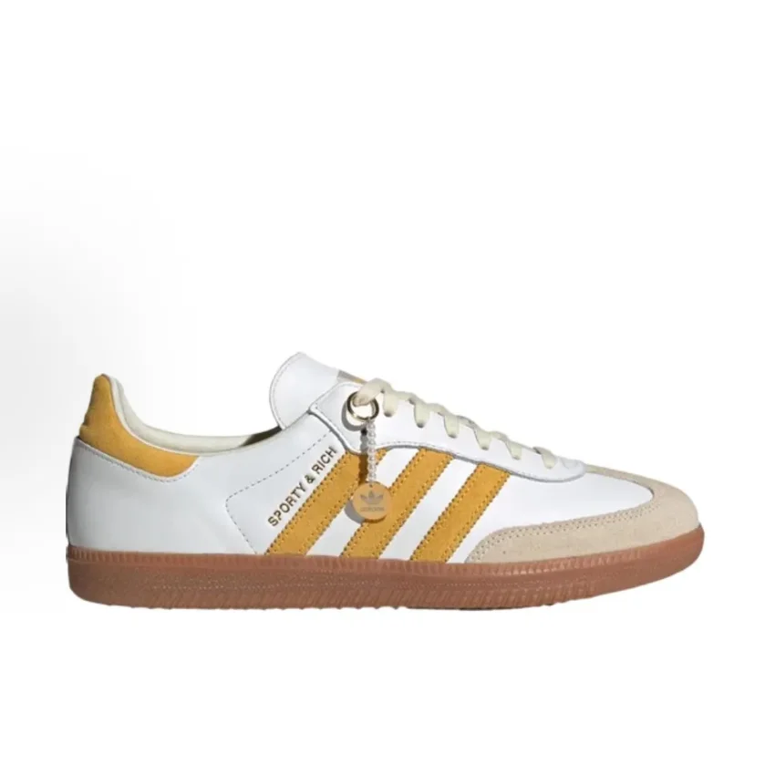 SPORTY & RICH x adidas originals SAMBA OG Zapatos bajos cómodos y versátiles cálidos antideslizantes Blanco amarillo