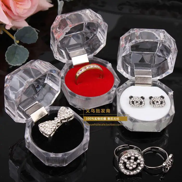 

20pcs Rings Box Jewelry earrings boxes clear Acrylic Boxes 4*4*4CM wedding gift ring stud dust jewellery box