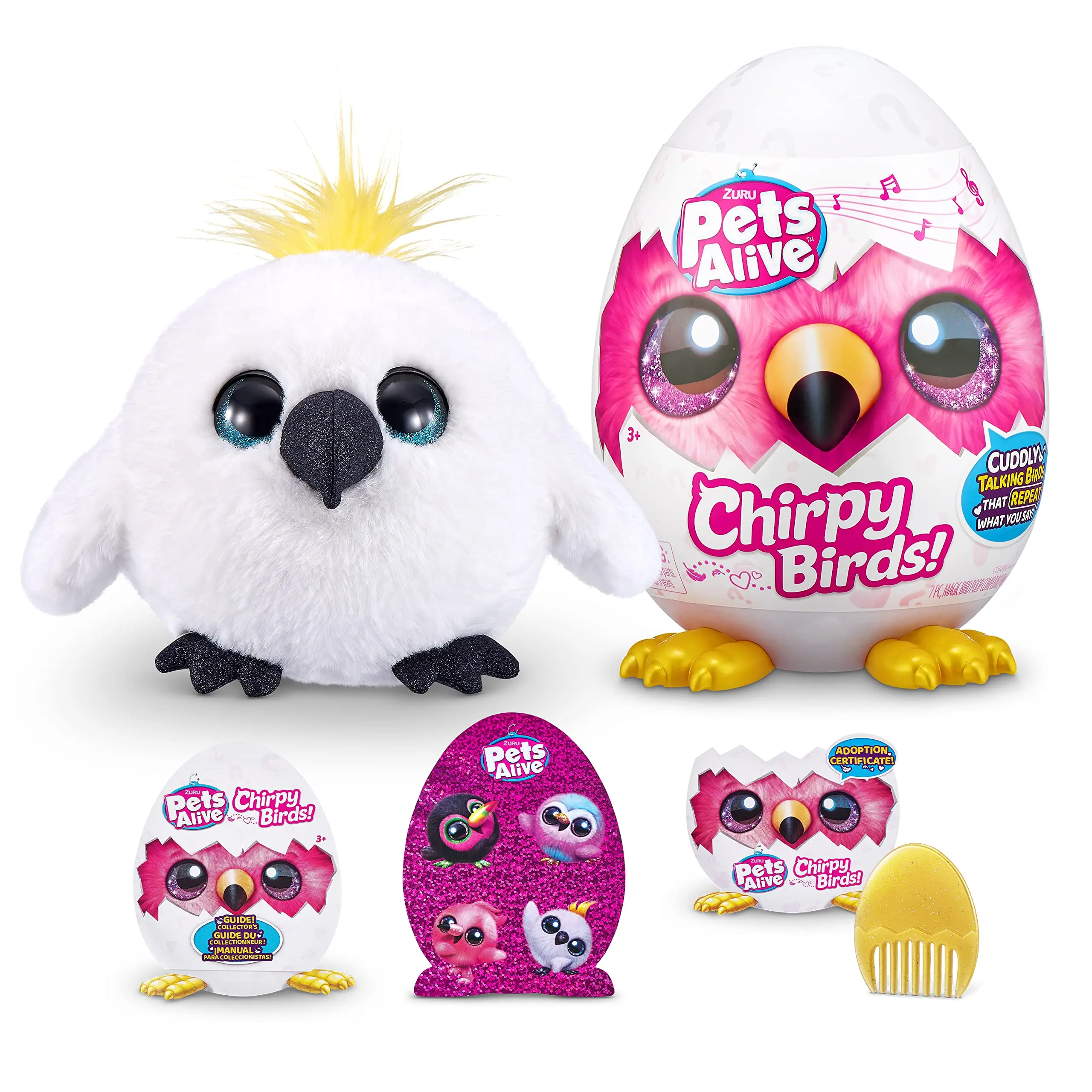 ZURU Pets-cacatúa de Pájaros vivos, búho, flamenco, Tucán, huevo sorpresa electrónico, juguete de Animal de peluche, regalo de niña parlante repetido