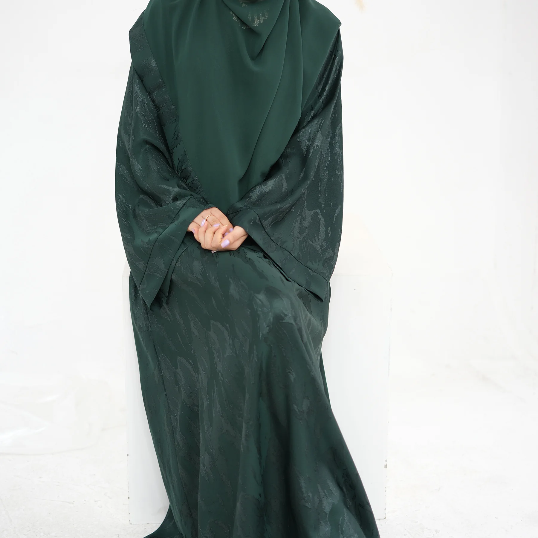 

3D жаккардовое атласное закрытое платье Абая Дубай Роскошные мусульманские вечерние платья Абая для женщин Марокканский кафтан Африканская исламская одежда