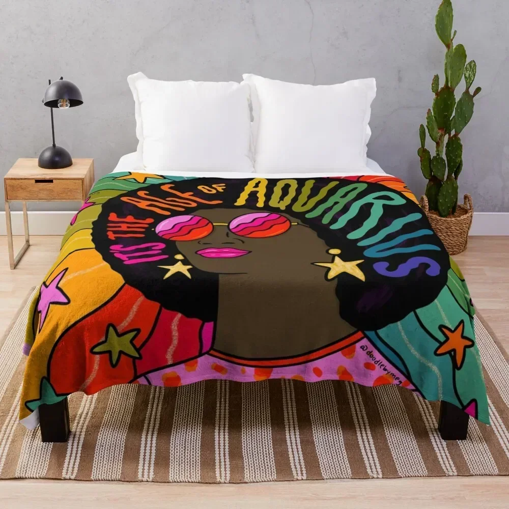 Age of Aquarius Throw Blanket sofa bed Hairys Blankets