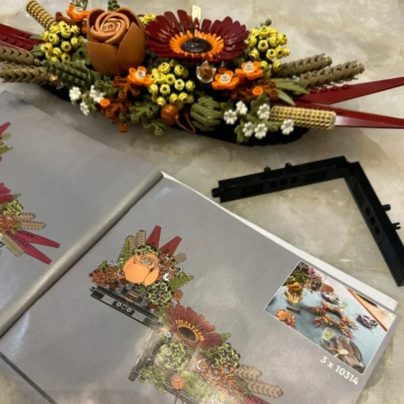 Bloques de construcción de flores secas eternas, compatibles con el hogar, decoración de pared, juego de manualidades, juguetes para adultos, regalos de cumpleaños para niñas, 10314