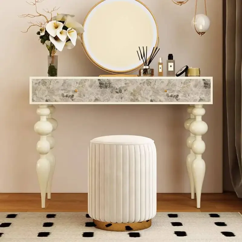 

Wooden Luxury Vanity Table Dest Drawer French Long Space Dressing Table White Corner Space Make Up Tafel Furnitures For Bedroom