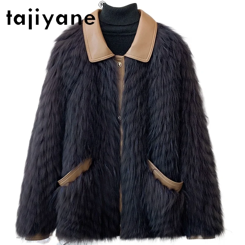 TAJIYANE 100% Real Raccoon Fur Sheepskin Leather Jacket Women Stylish Coat Superior Quality 2025 Winter Ladies Clothes fourrure