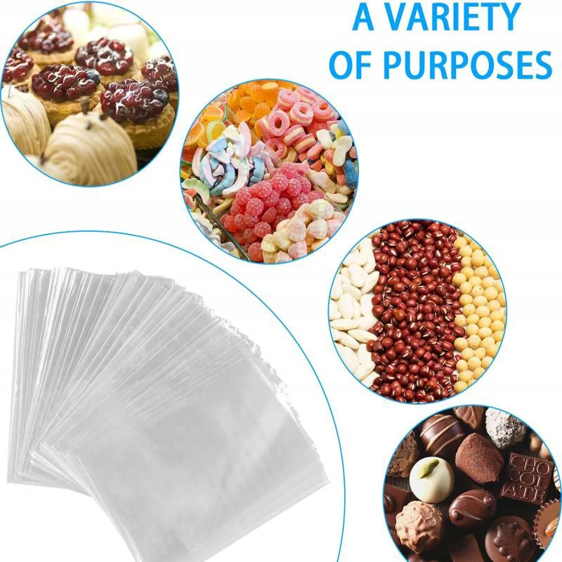 50–100 Stück transparente Zellophanbeutel, durchsichtige OPP-Plastiktüten, Süßigkeiten, Lutscher, Cooki, Geschenke, Verpackungsbeutel, Partybevorzugung, Backzubehör – Detail 3