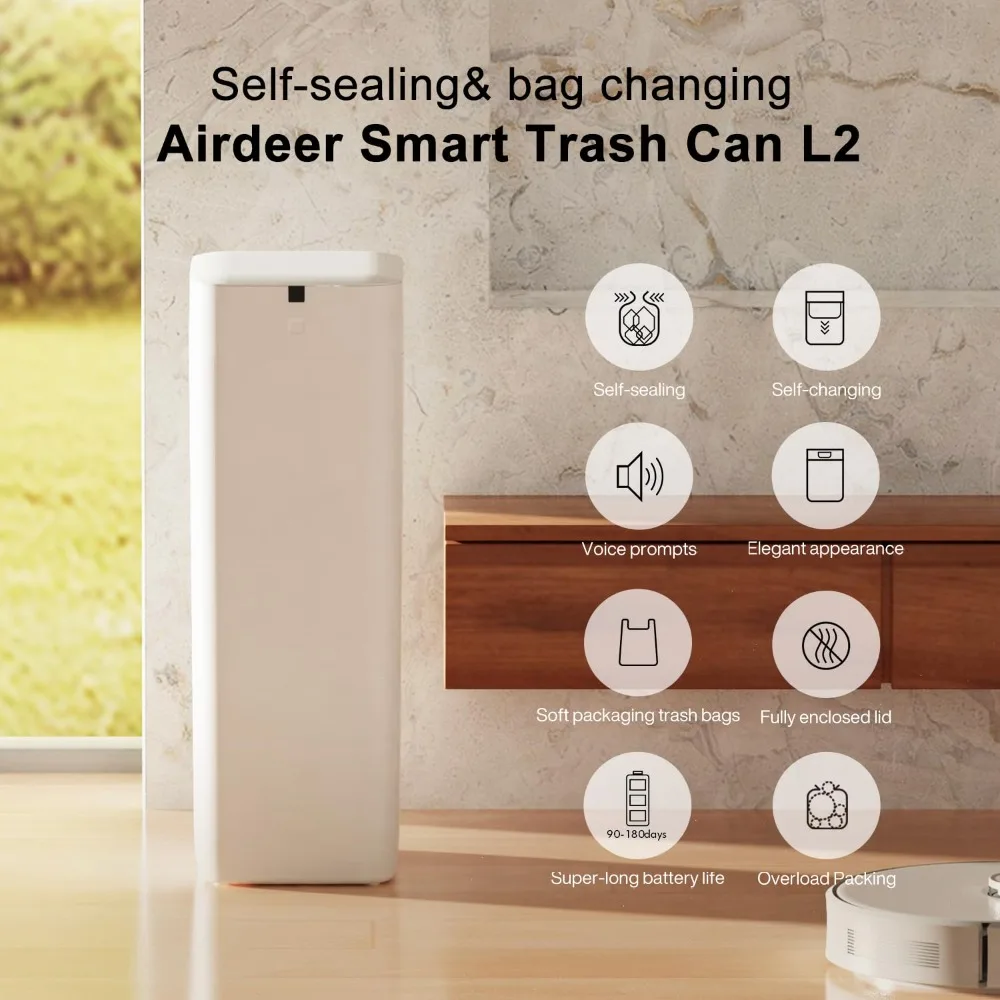 8 Gallon Self Sealing and Self-Changing Smart Trash Can, Motion Sensor