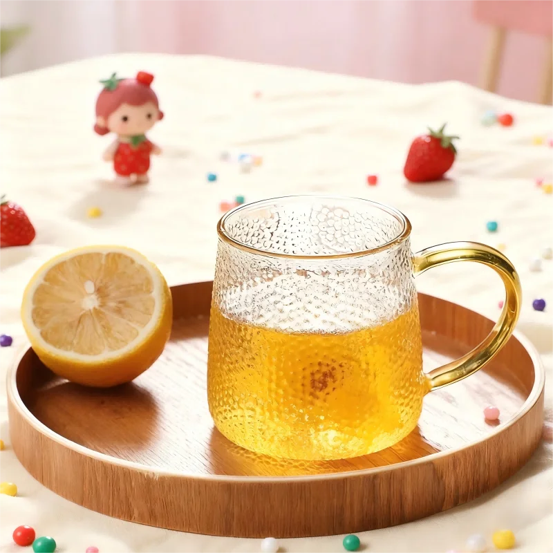 350ml/400ml Hammer Pattern Coffee Cup Juice Glass Mug Temperature Heat Resistant Hand Handle Tea Cup Household Drinking Cocktail