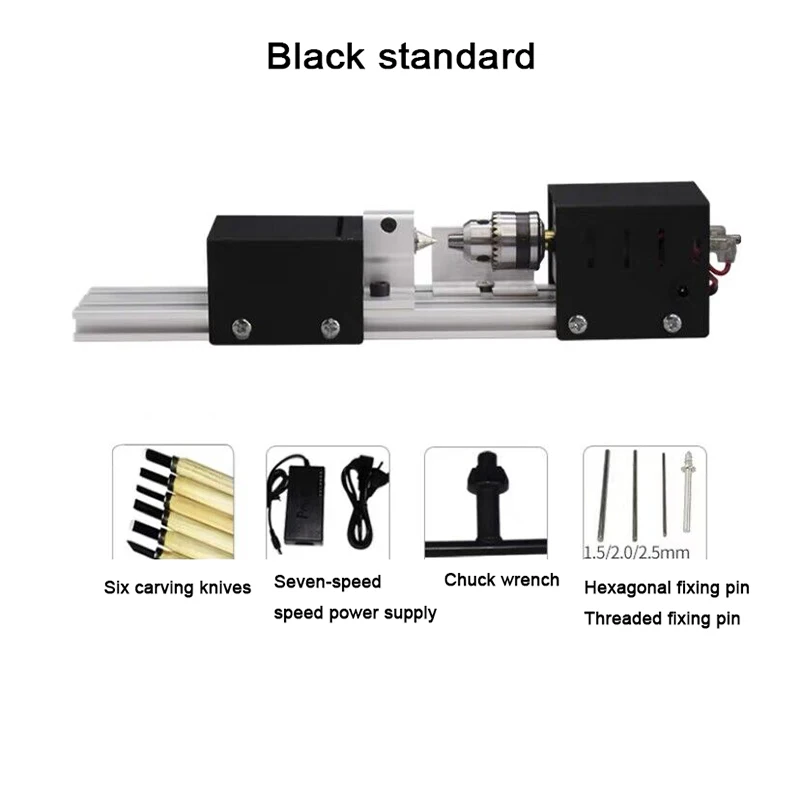 Brushed Motor DIY 100W Mini Lathe Bead Machine Lathe Polishing Machine Wood Working Polisher Double Output Shaft