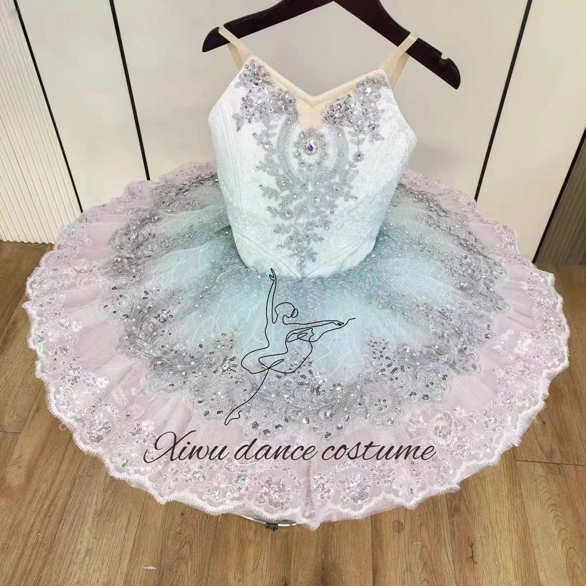 New Sky Blue Ballet dress TUTU skirt High-end Custom Bluebird Variations Forbes Competition fluffy skirt Girls