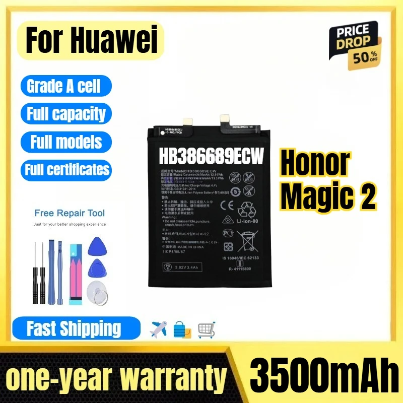 HB386689ECW for Huawei Honor Magic 2 Mobile Phone Battery High Quality High Capacity Replacement Bateria Grade A Cell with Tools