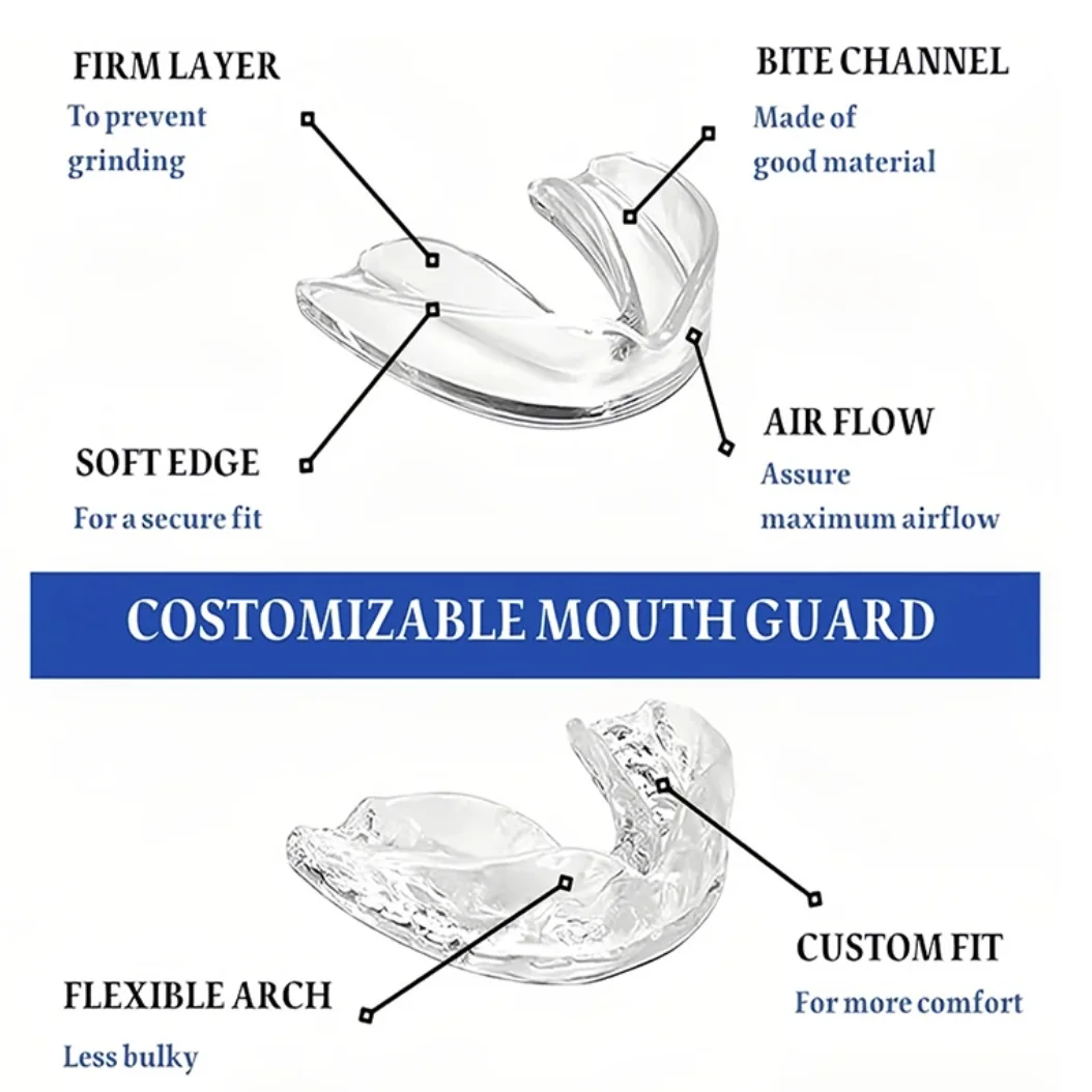 Hot Sale 4pcs/Box Mouth Guards for Clenching Teeth Moldable Dental Teeth Night Guard for Adult Stop Teeth Grinding Bruxism Tray