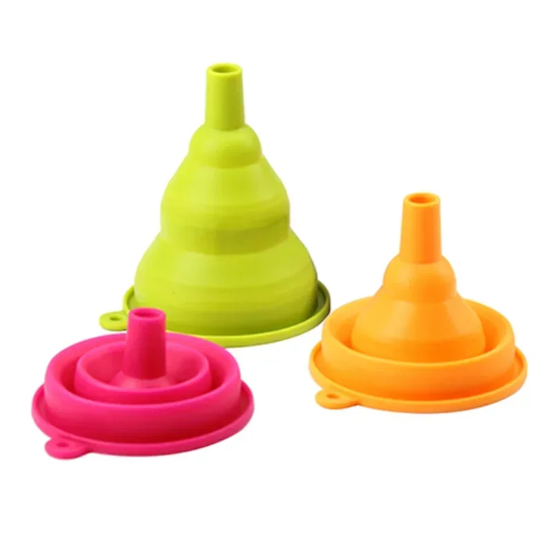 Collapsible Style Funnel Hopper Practical Stretchable Kitchen Tools Pink Green Blue New Arrival Mini Silicone Gel Foldable