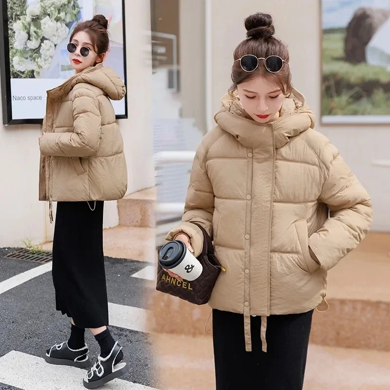 Purple Cotton Coat Short Down Cotton Coat Women Autumn Winter 2024New Fashion Korean Version Thickened Cotton Coat Loose Outcoat