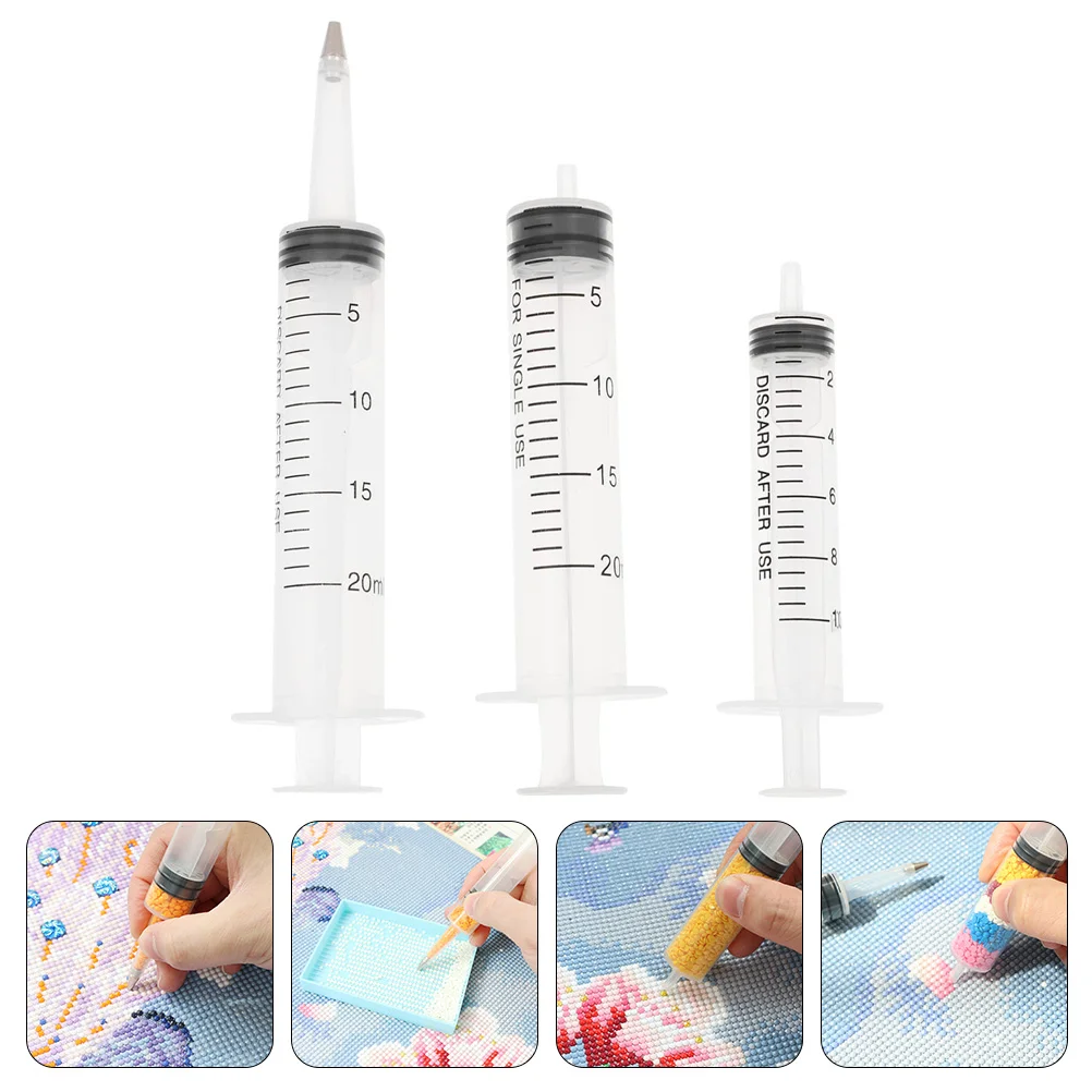 3 Pcs Syringe Drilling Pen Small Diamonds Nail Manicure Light Needle Tube Pens Beads Painting Tools Plastic Tubes