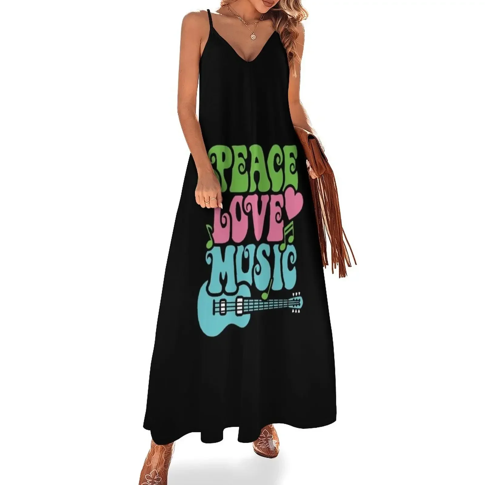 

Peace Love Music Sleeveless Dress Beachwear womens clothing evening dress woman summer dresses for women 2024 Dress