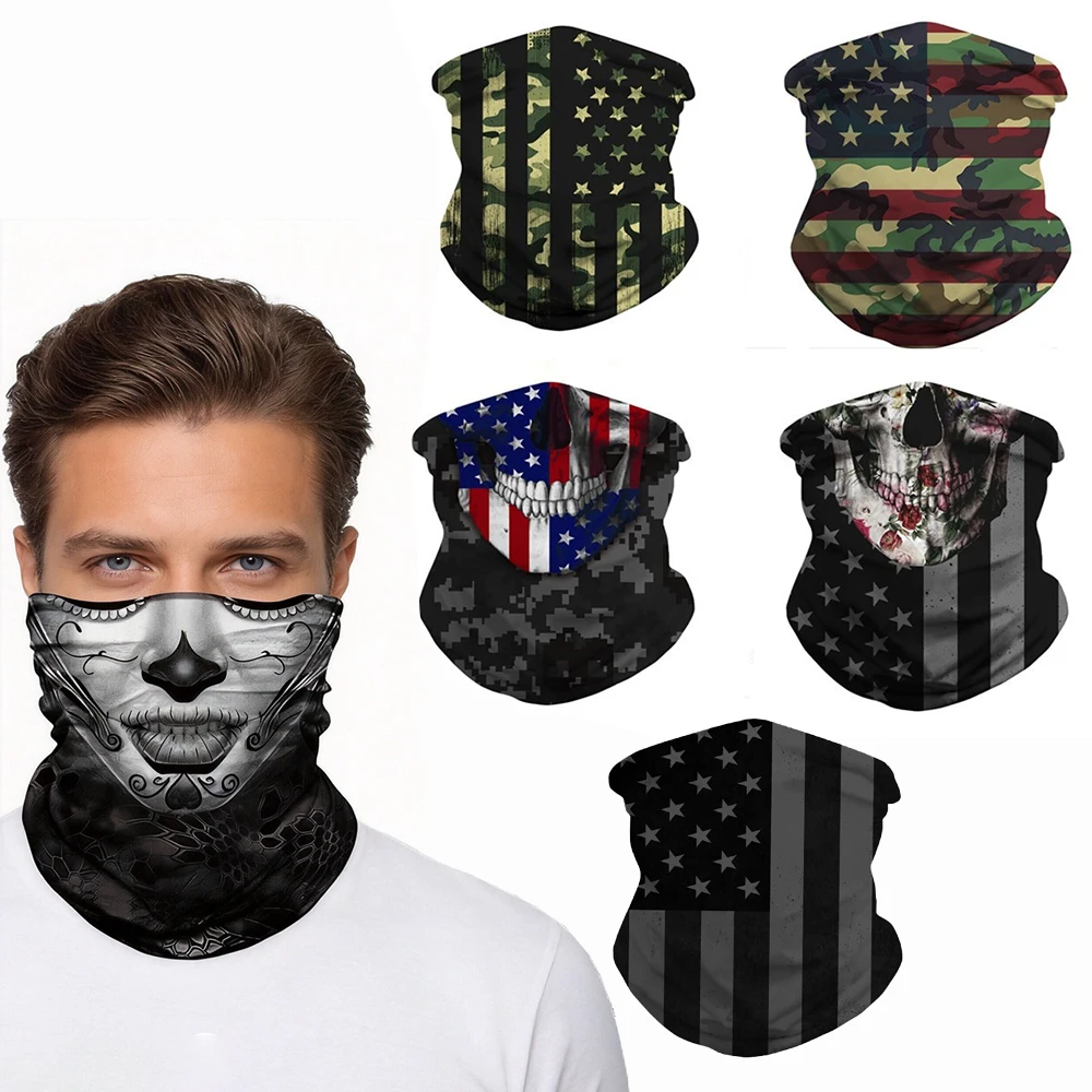 

New Outdoor Neck Gaiter Face Cover Neck Warmer 3D Digital Print Multi-Functional Stretch Head Scarf Face and Neck Cover Mask