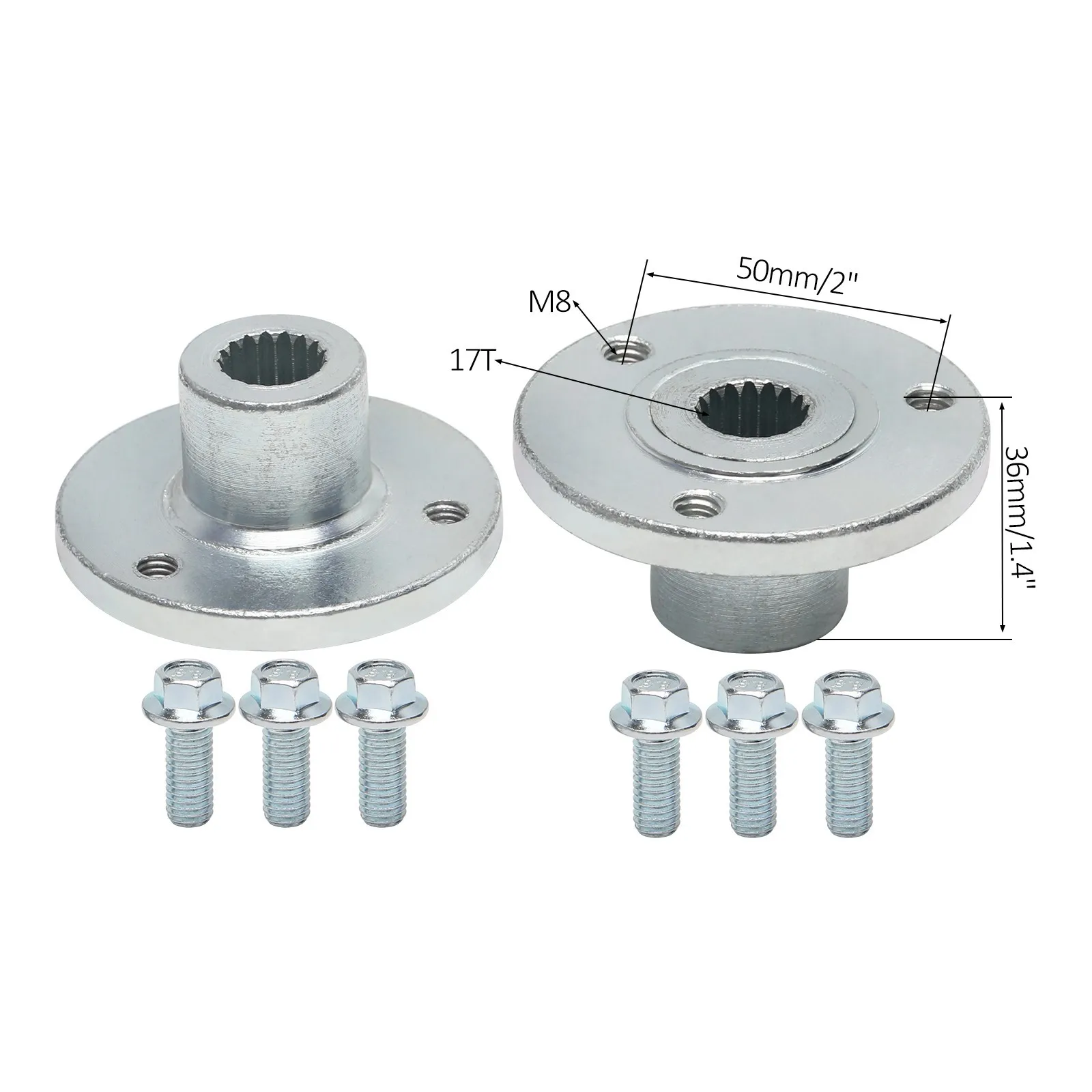 Pair 17T 3 Stud Rear Wheel Hub for 5'' Tire ATV Go Kart 4 Wheeler Trike Go Kart Cart