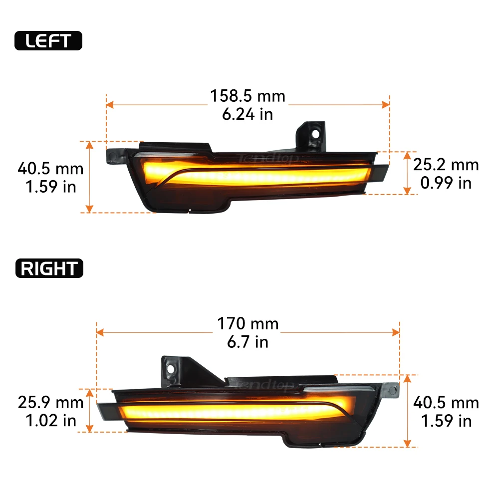 2pcs Dynamic Turn Signal Lamps LED Dynamic Side Mirror Sequential Light For Ford Mustang S550 2015-2022 6th Generation