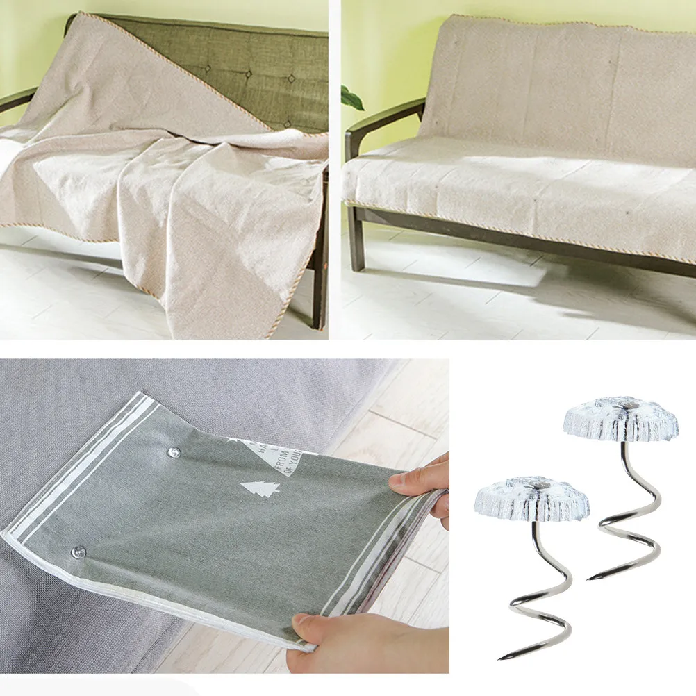 60Pcs Transparent Head Twisted Pins Stainless Steel Bedskirt Pins for Slipcovers Upholstery Arm Sleeves Tablecloths Mattress