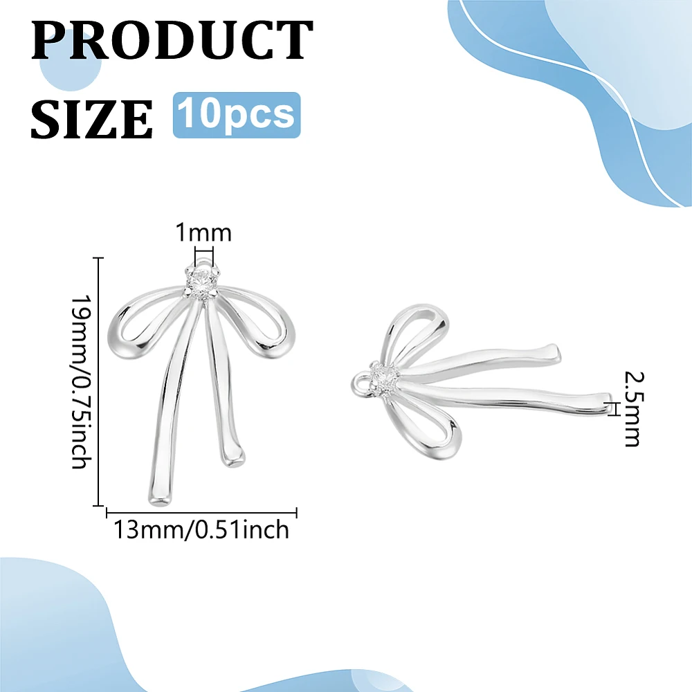مجموعة واحدة مكونة من 5 أزواج من المعلقات الزركونية المكعبة الشفافة المصنوعة من النحاس، خالية من النيكل، فضي فيونكة، 19 × 13 × 2.5 مم، الفتحة: 1 مم #2
