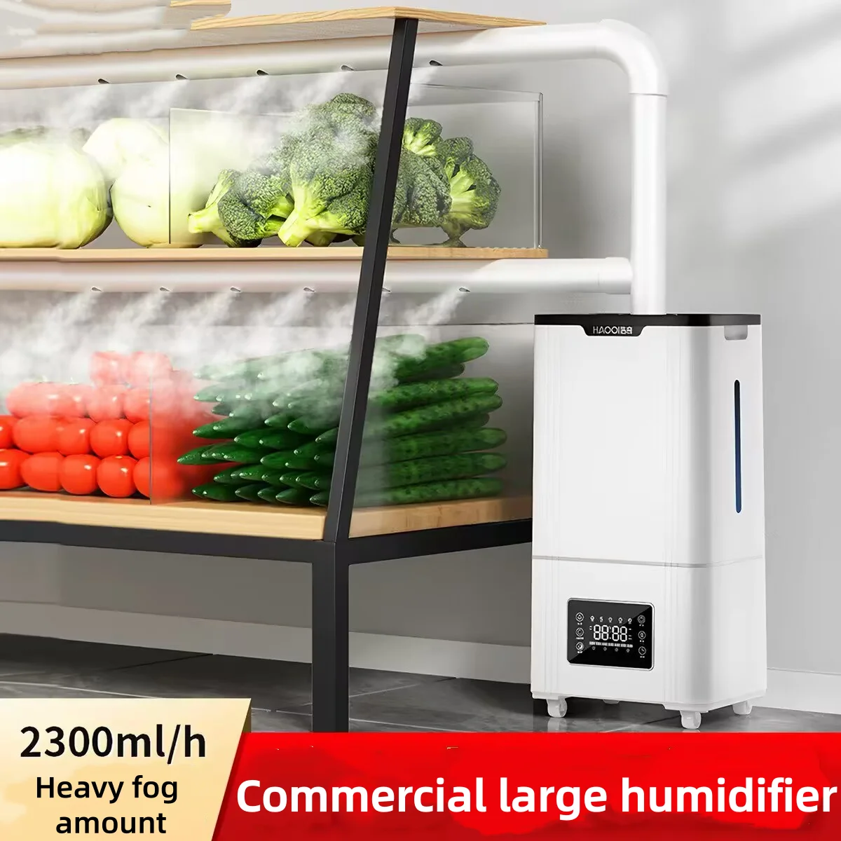 15L Commercial Humidifier Large Mist Output, Industrial Ultrasonic Air Moisturizer for Fruit Vegetable Preservation, Quiet High