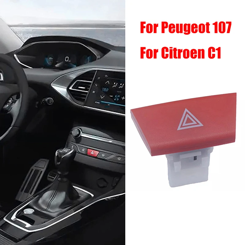 4 Pins Hazard Warning Switch Push Button For Peugeot 107 2005-2014--1.0 998 ccm 50 KW 68 PS For Toyota Aygo Mk1 6490NG