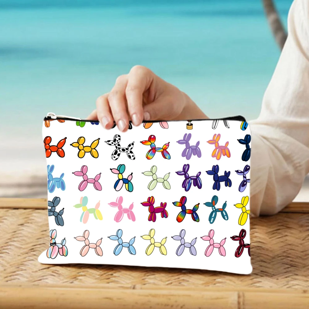 1 Piece Colorful Balloon Dog Pattern Makeup Bag - Multifunctional Zipper Pouch for Women, Perfect Travel Zipper Storage Bag