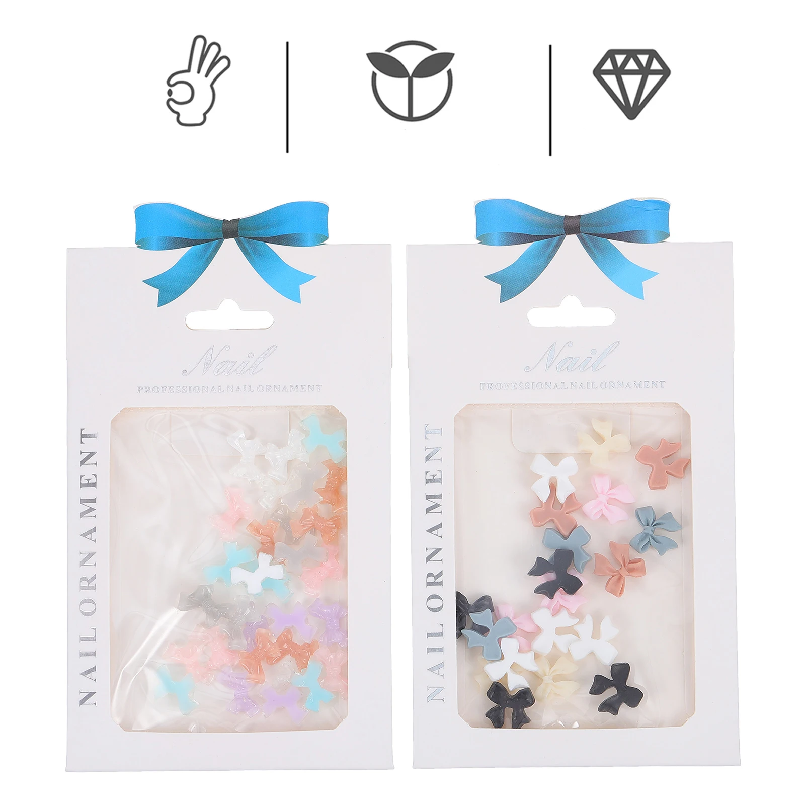 

2 Bags Nail Art Bowknots Decorative Charms for DIY Manicure Supplies Bright Salon Use Nail Art Accessories Resin