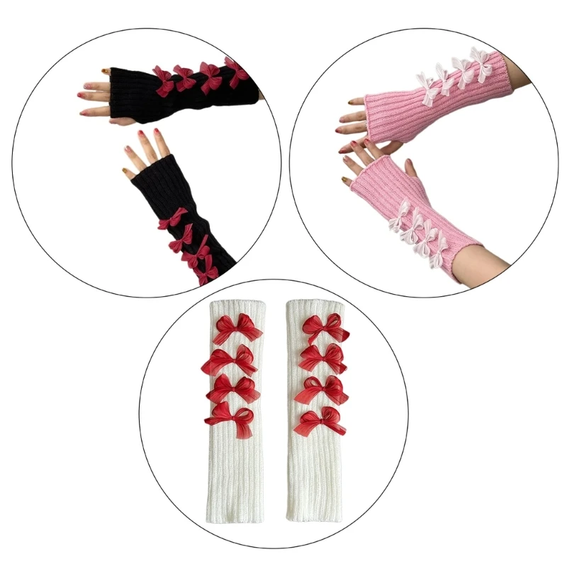 1pair Long Fingerless Oversleeves Warm Weaving Sleeves Unisex Half Finger Cuff for Office or School Use