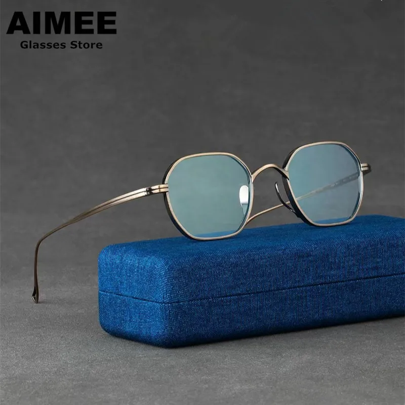 Pure Titanium Ultralight Glasses Frame Brand Designer Men's Polygon Square Prescription Eyeglasses KMN9917 Women Optical Eyewear