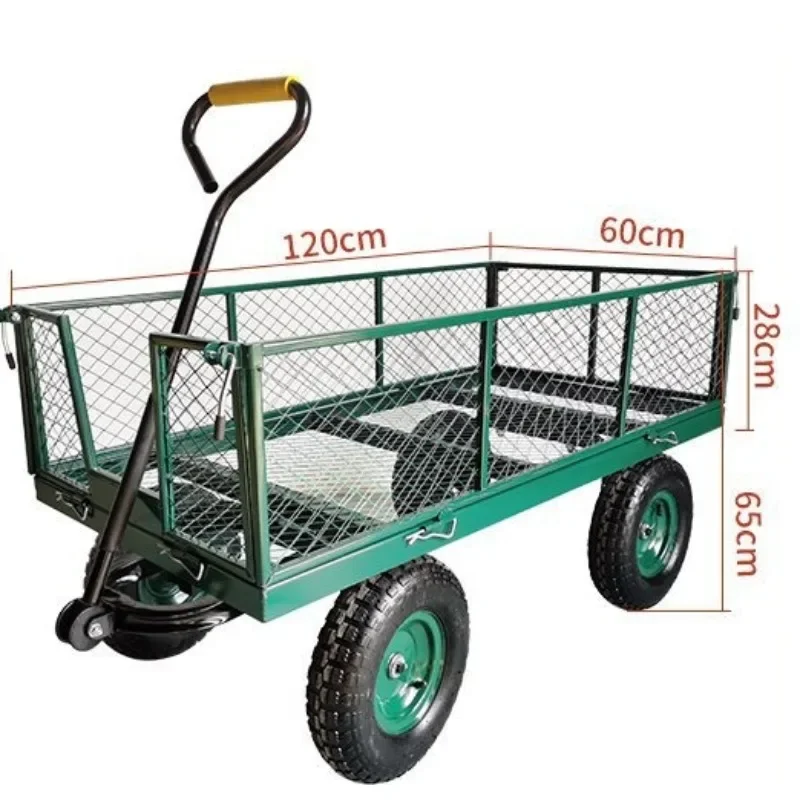 Four-wheel net trailer, household folding and pulling flatbed truck