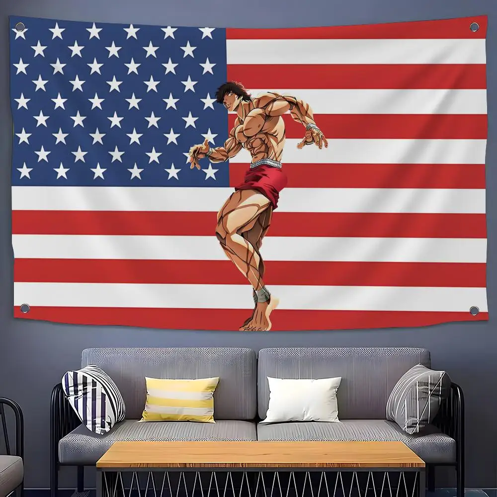 Anime Baki the Grappler Flags Flags for Room, Bedroom, Home, Outdoor, Wall Hanging, Concert Print, Art Banner