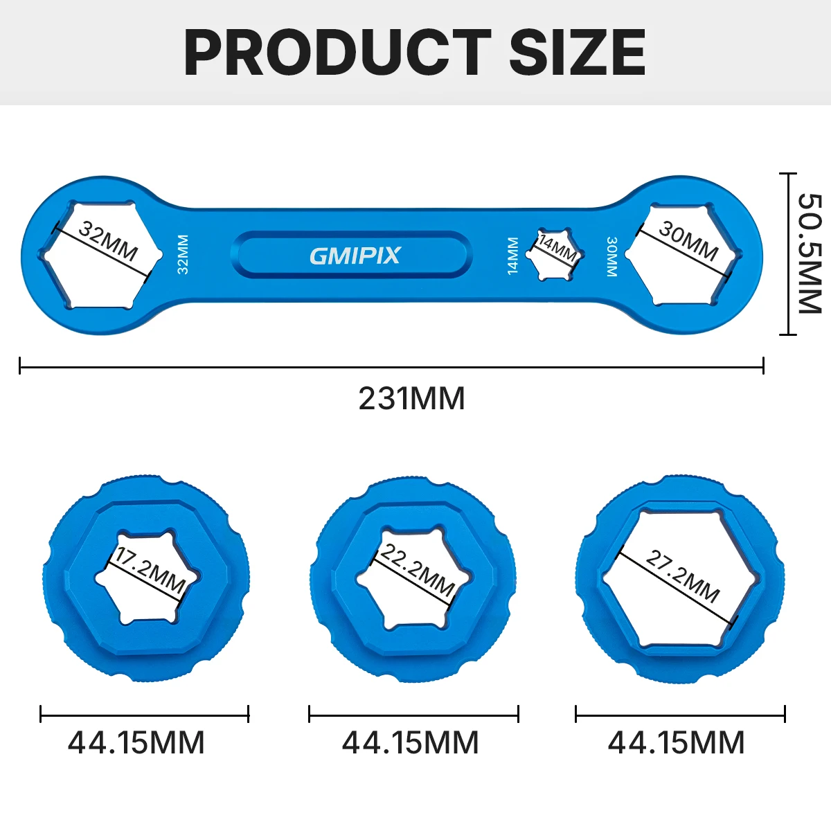 GMIPIX Motorcycle Axle Wrench 14/17/22/27/30/32mm Multi-Size Tool for Front and Rear Wheel Axle Removal Fits Most Motorcycles