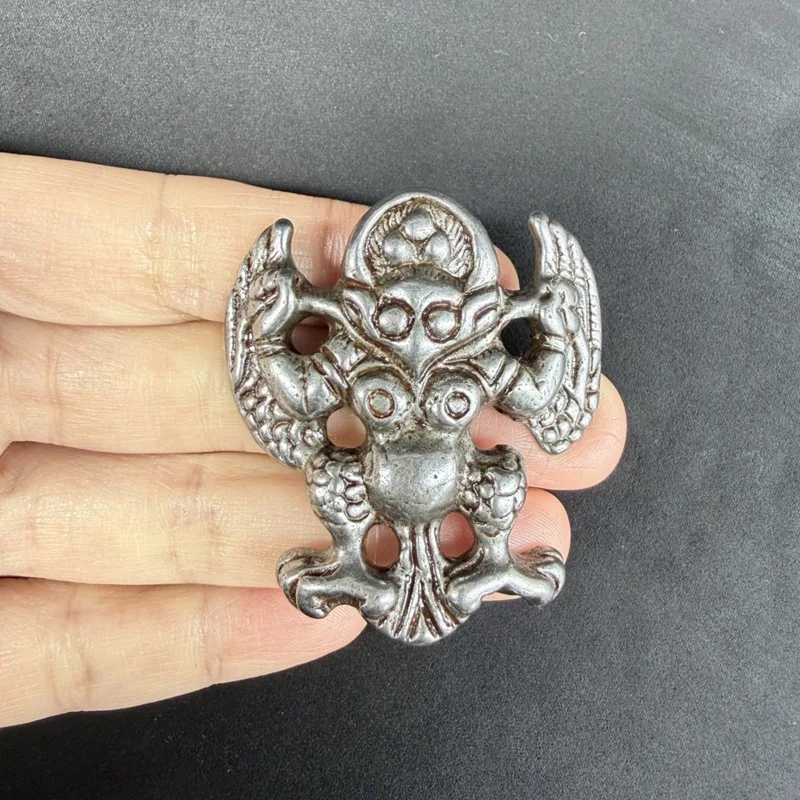 Tibetan- iron with a big pheasant bird design, antique-style cultural accessory, waist tag pendant