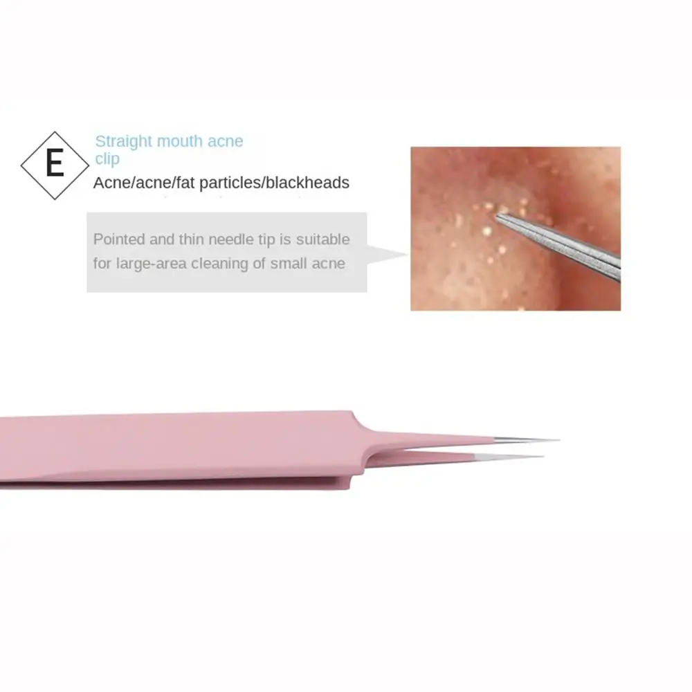 Ultra-fine Cell Pimples Blackhead Clip Light Weight Effort-saving Acne Needle Tweezers Portable Rubber and Plastic Handle