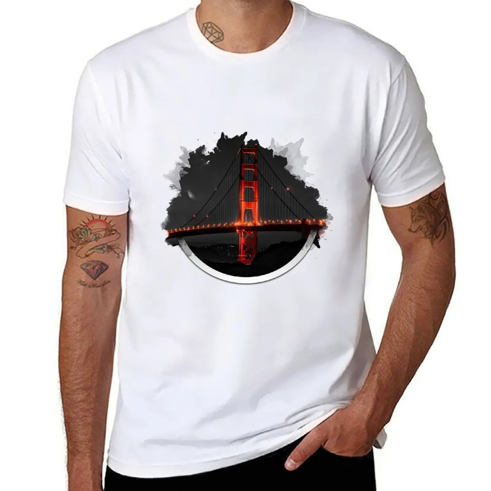 

Golden Gate Bridge (Moonlight) T-Shirt t shirts for man cotton g man t shirts for men t shirt for man 100 percent cotton T-shirt