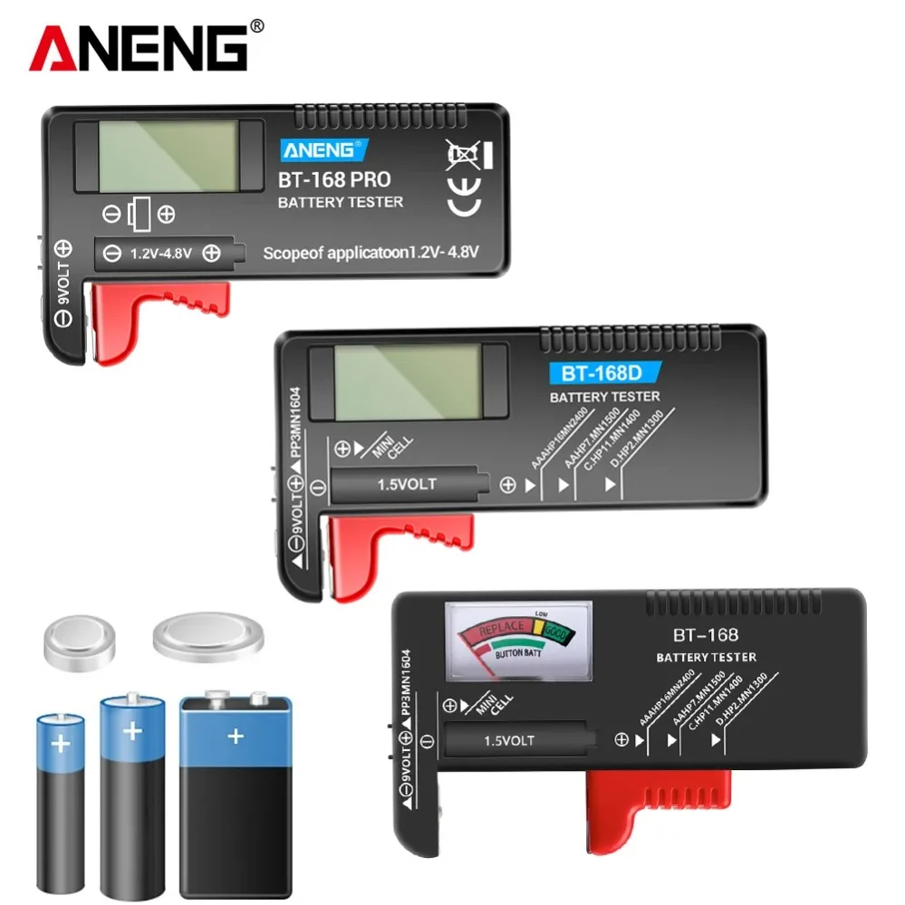 Digital Display Battery Checker Pointer  ANENG BT-168PRO /BT-168D Universal Volt Battery Testers AA AAA 9V 1.5V Test Tool