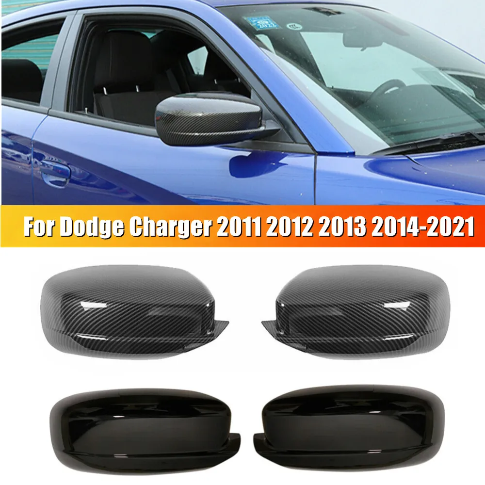 

Pair For Dodge Charger 2011-2021 Rearview Side Mirror Cover Wing Cap Exterior Door Rear View Trim Car Decoration Accessories