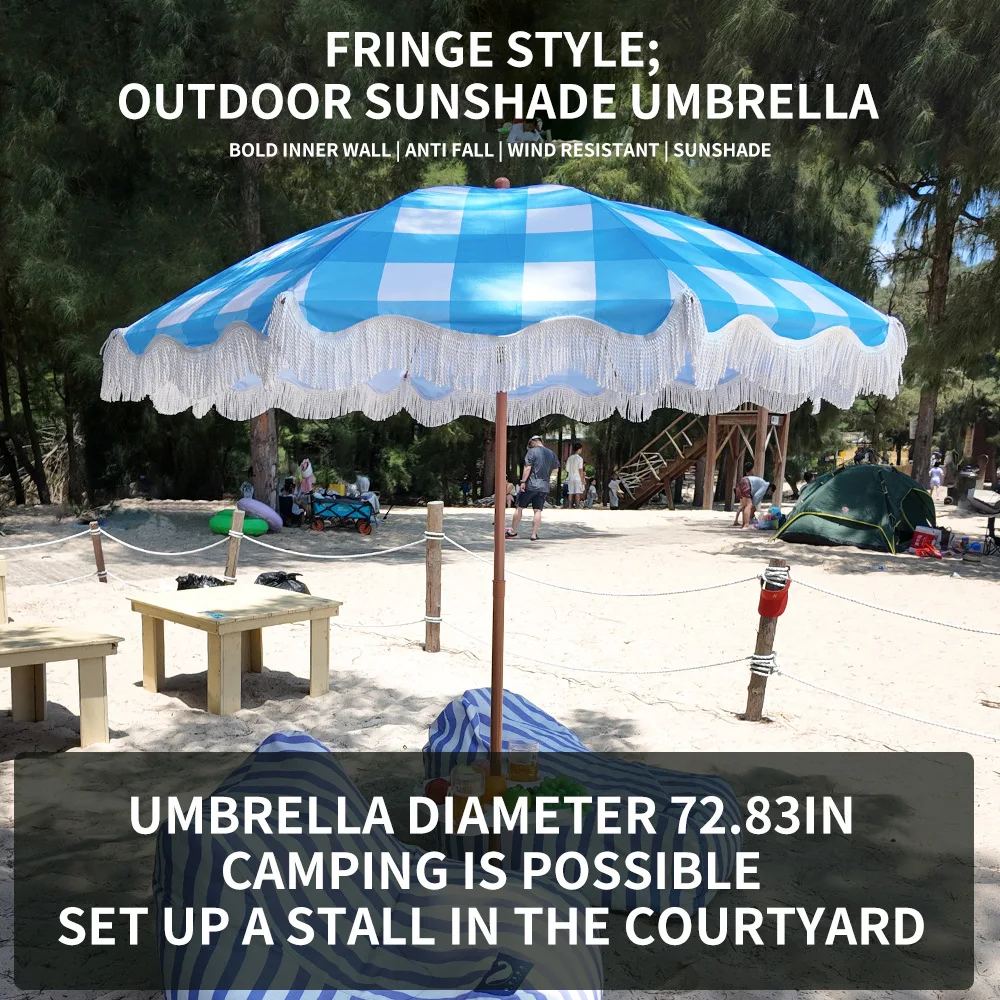 

Seaside Resort Beach Umbrella Courtyard Tassel Sun Umbrella Pool Sun Protection Terrace Parasol