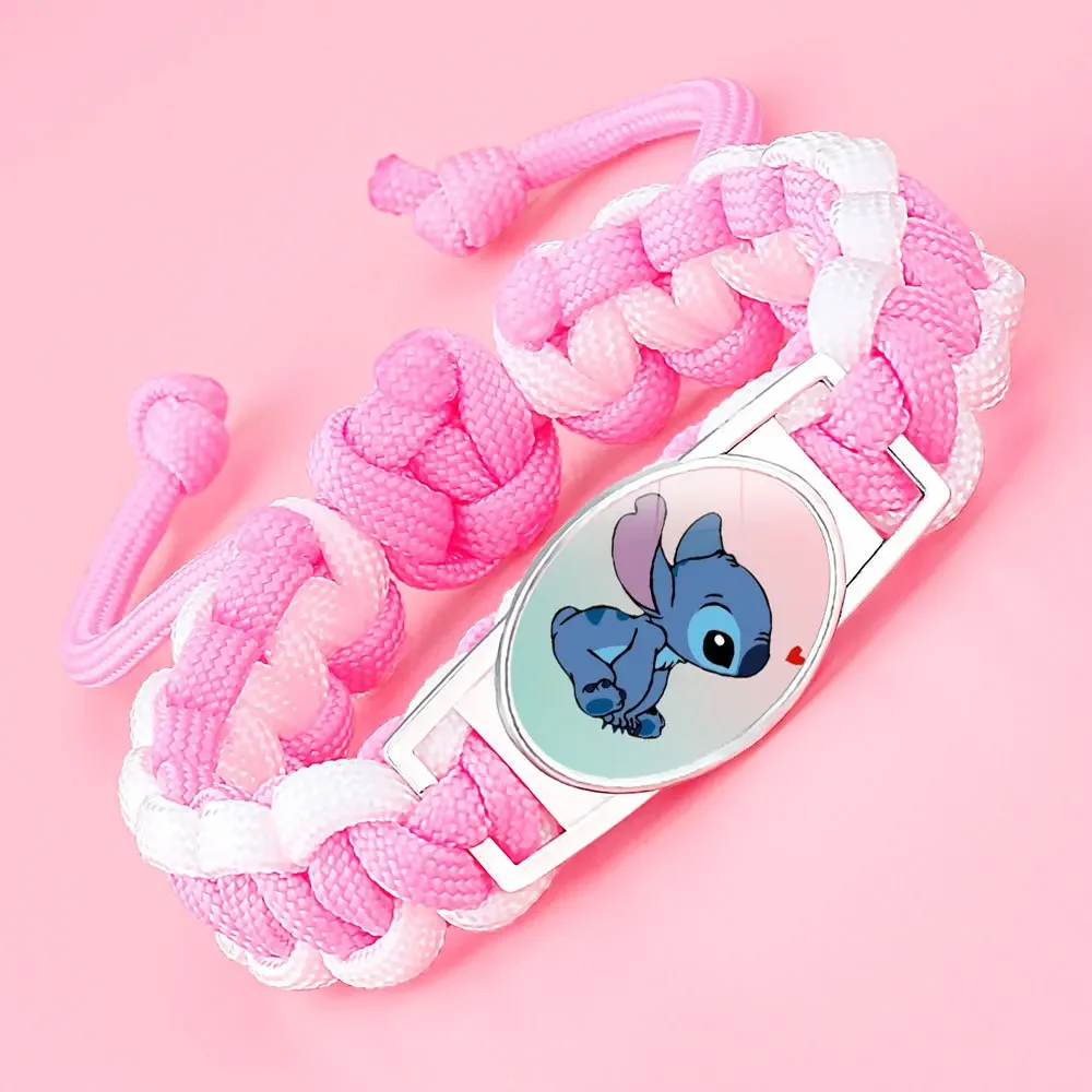 Disney Lilo & Stitch Anime Bracelet Printed Stitch Cute Toys Hand Knitted Accessories Bangles for Women Jewelry Christmas Gifts