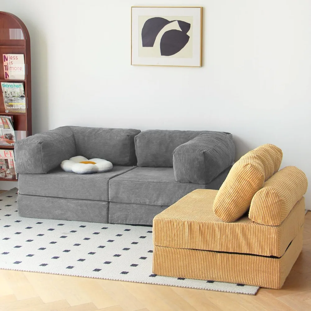 أريكة سرير قابلة للطي مع وسائد إسفنجية، أريكة نوم بدون ذراع للاستخدام في غرفة المعيشة وغرفة النوم #6
