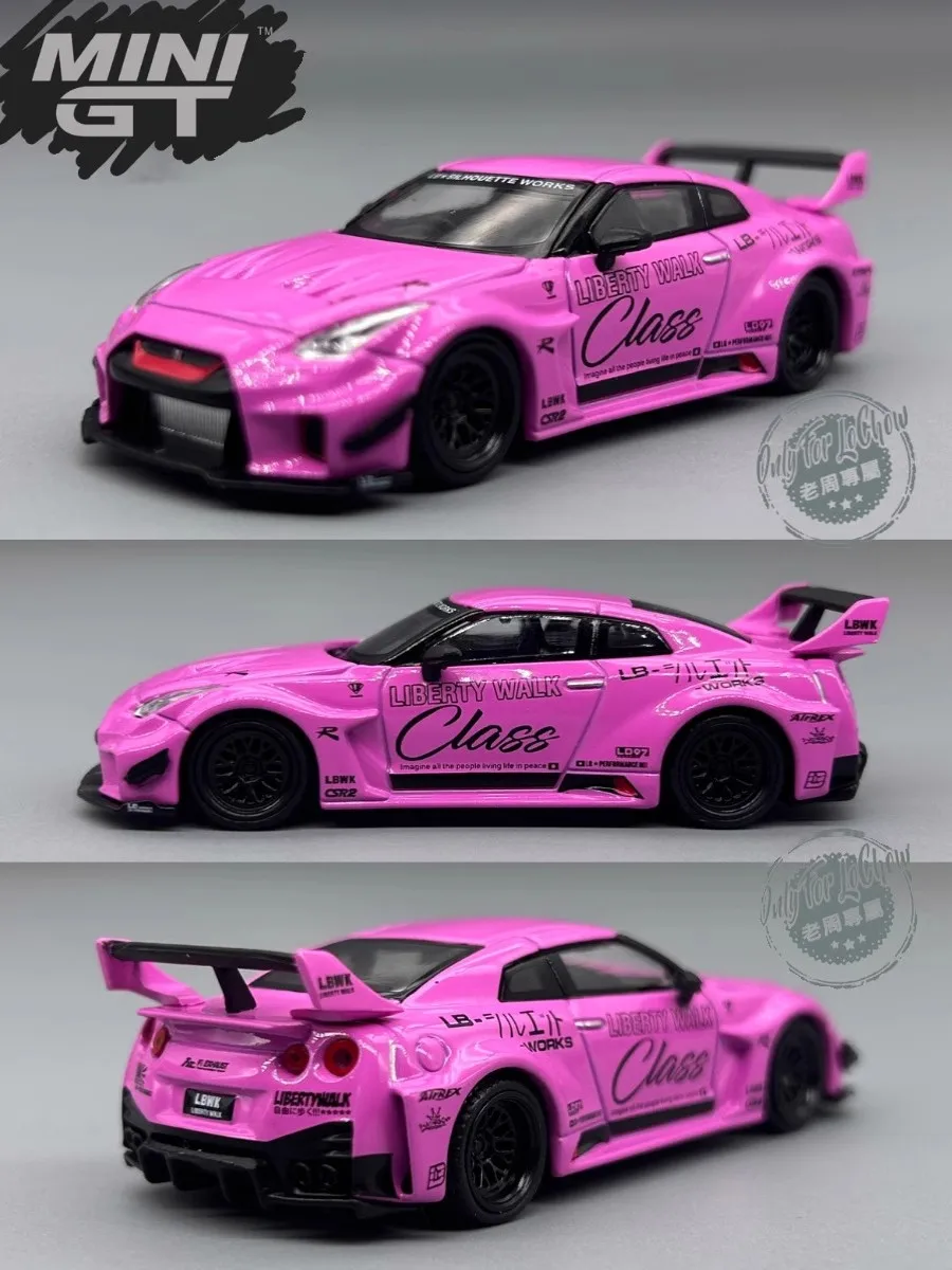 Mini Gt Car Model Limited 1/64 Lb Works pink nissan gtr 35 cars model room ornament boy collection child birthday toys gift