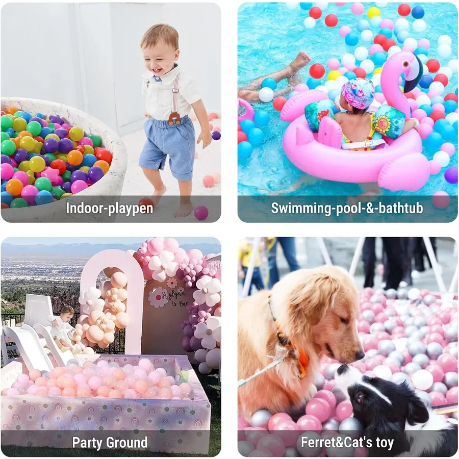 Piłeczki do basenu z kulkami 100 szt. Odporne na ścieranie plastikowe piłeczki zabawki Jasne 7 kolorów Piłeczki oceaniczne na przyjęcia urodzinowe Gry Basen