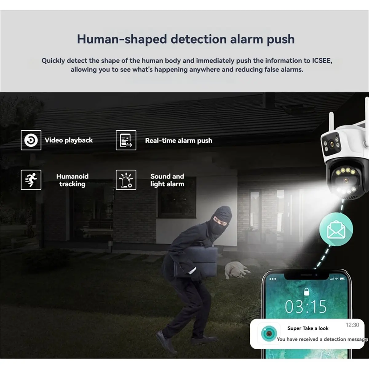 

(BAAY) 8-мегапиксельная беспроводная Wi-Fi камера с двумя объективами, IP-камера видеонаблюдения, IP66, водонепроницаемая, 8-кратный зум, полноцветное ночное видение