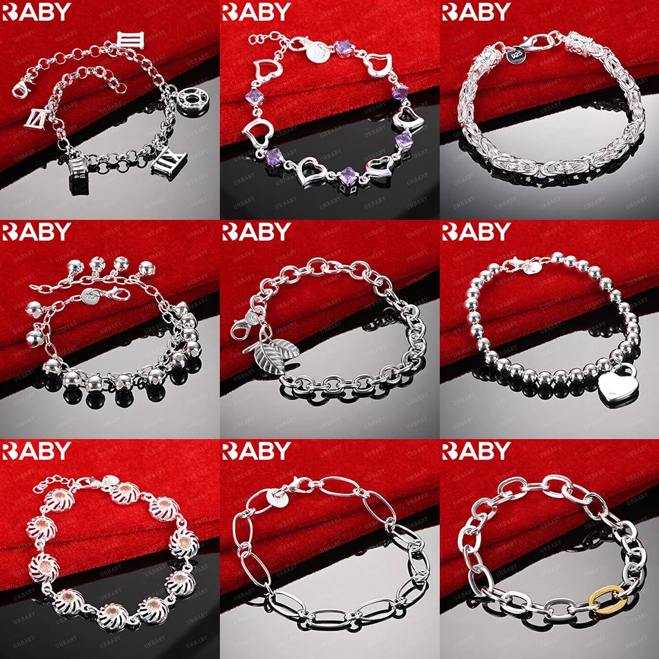 

URBABY 925 Sterling Silver Design Bracelets For Women Men Charm Trend Birthday Gifts Fashion Party Fine Jewelry
