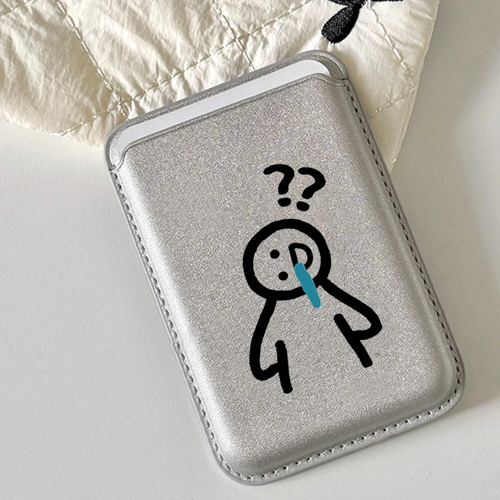 Lustige Line-Art-Lederkartenhalterung, lustige Brieftasche, Telefonkartenhalter für magnetische Hüllen, geeignet für alle iPhone Magsafe-Karten-Handytaschen. – Detail 1