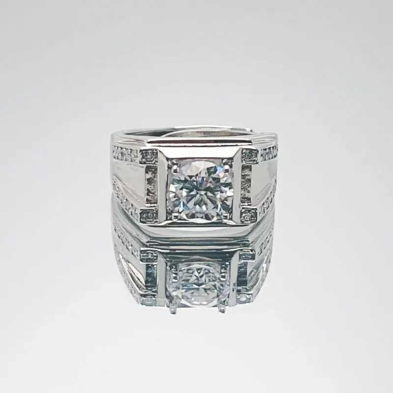 

Sleek Square Frame Moissanite Ring, 925 Sterling Silver Mossanite Ring for Men Moissanite Engagement Ring