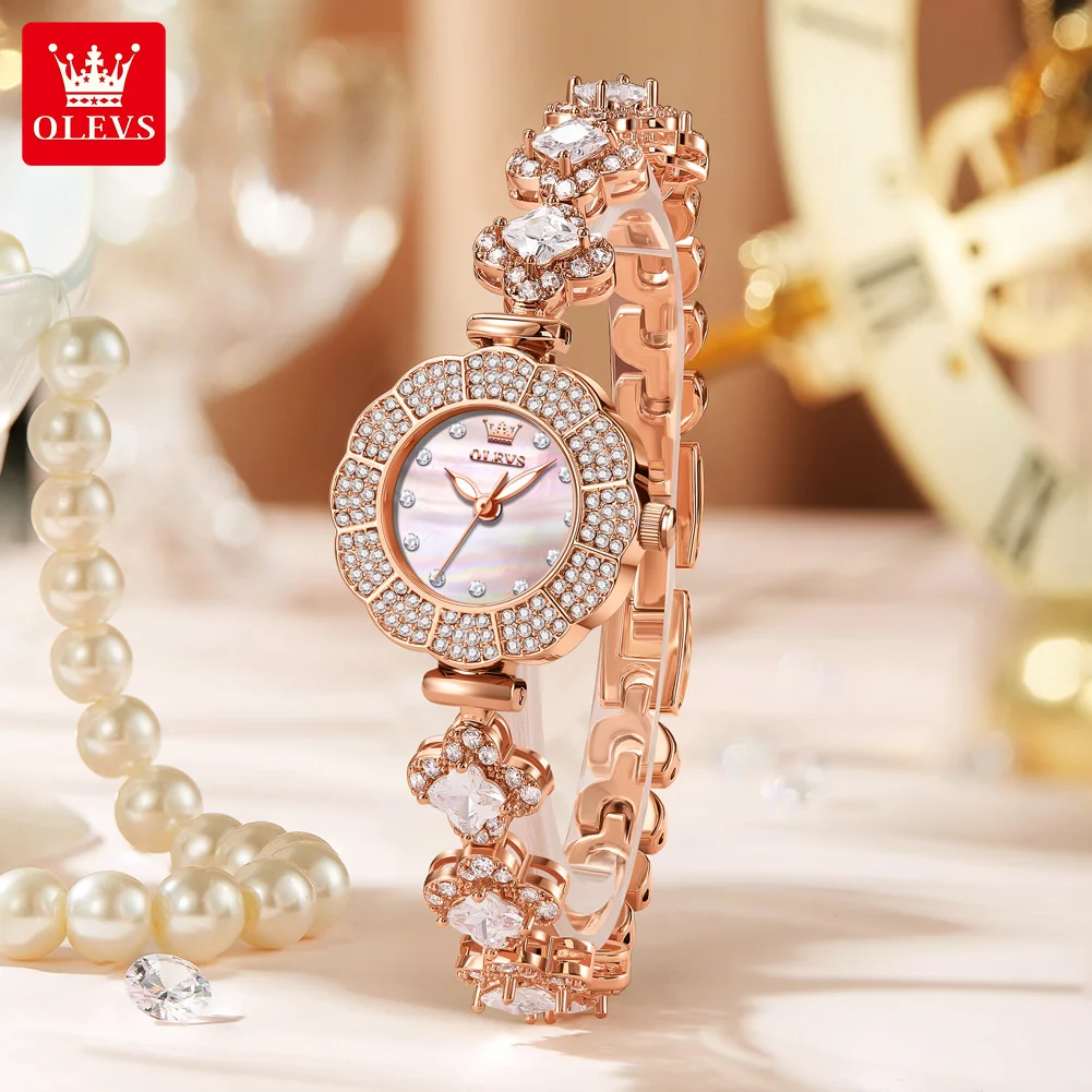 OLEVS 9813 Luxury Elegant Woman Wristwatch Diamond Original Quartz Watch For Women Top Brand Waterproof Business Watches 2024